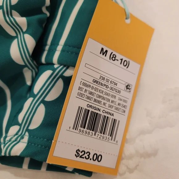 Kona Sol 2 Piece Bikini Green and White Retro Swimsuit Size Medium NWT - Picture 5 of 7